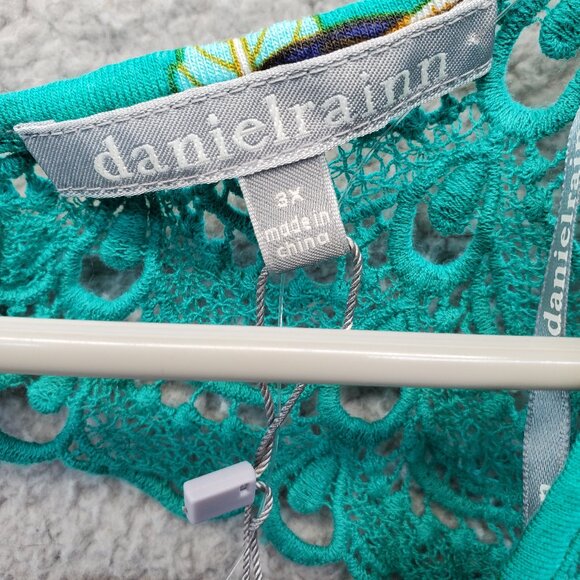 Crochet Lace Floral Print Green Sleeveless Plus 3X Spring Summer New - Picture 4 of 7